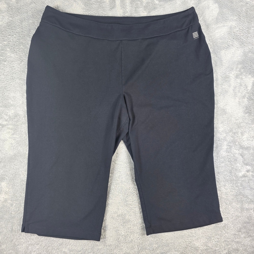 Lands End Active Stretch Capri Leggings Black 2X Plus Womens Athleisure FLAW